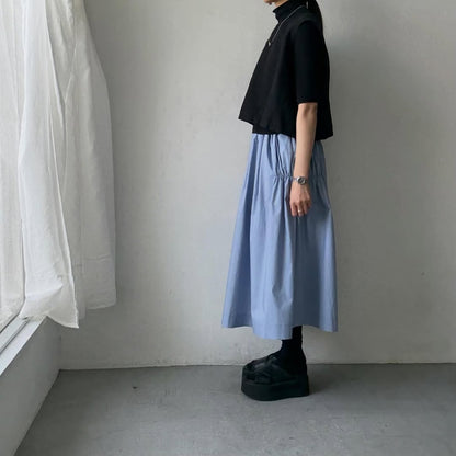 🟡週末入荷分予約受付中🟡cion  コットンシャーリングギャザースカート　サックスブルー