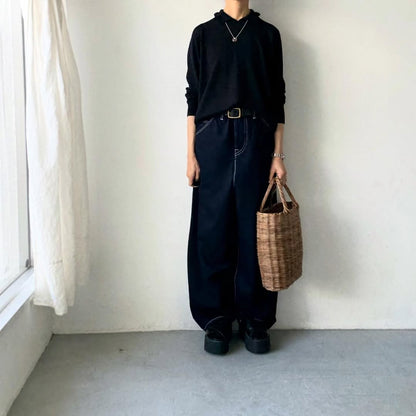 cion  ウールフリルカラーポロニット　ブラック