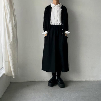 Linenya  コットン丸襟長袖ブラウス　ホワイト