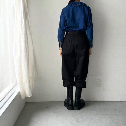 R&D.M.Co インディゴブルーラッフルカラーブラウス