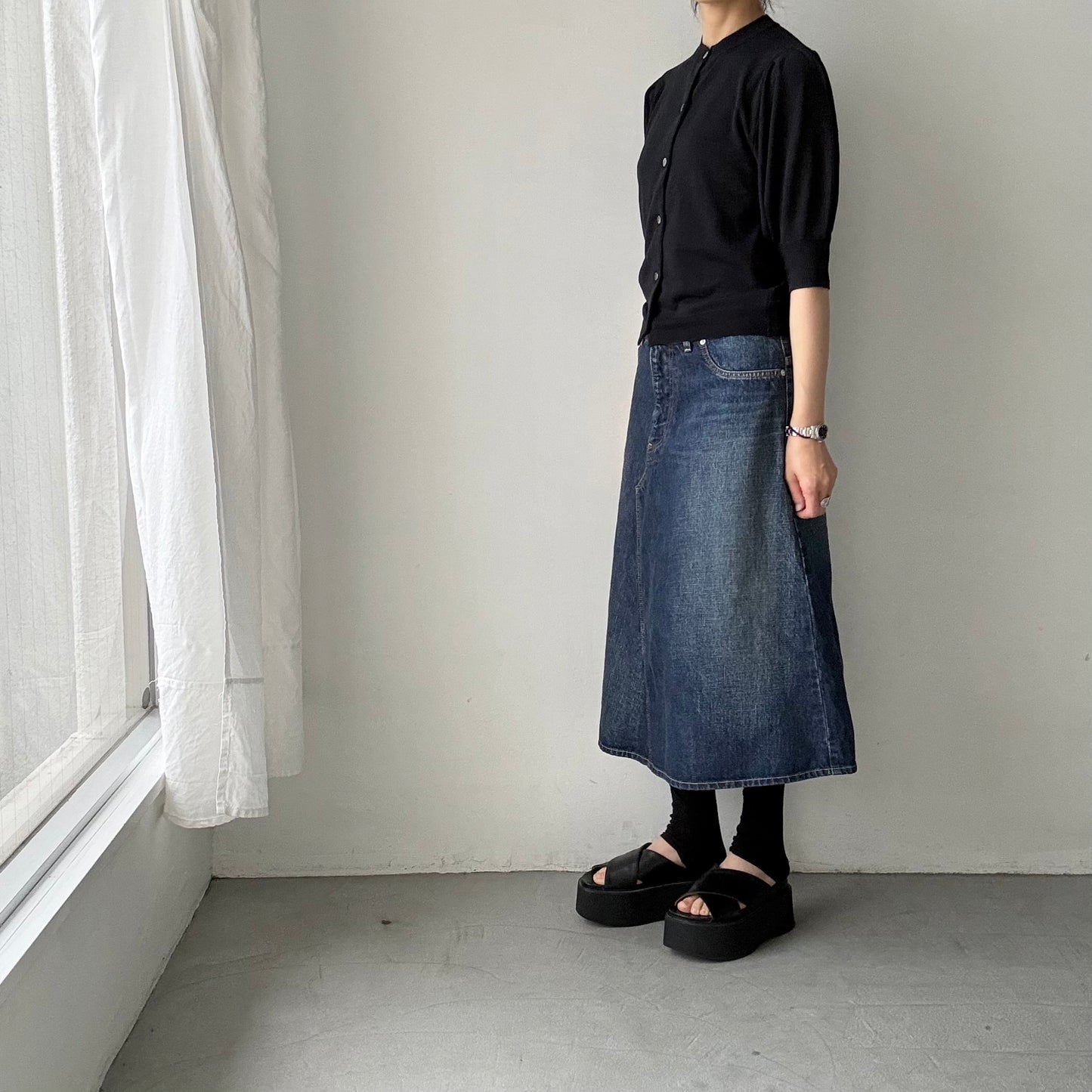 R&D.M.Co アイスコットンパフスリーブカーディガン
