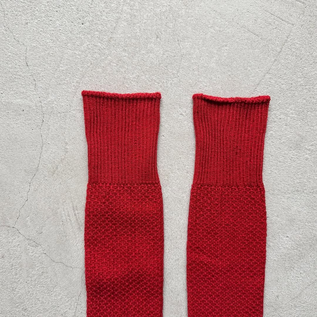 homspun コットンウールかのこ編みハイソックス　レッド