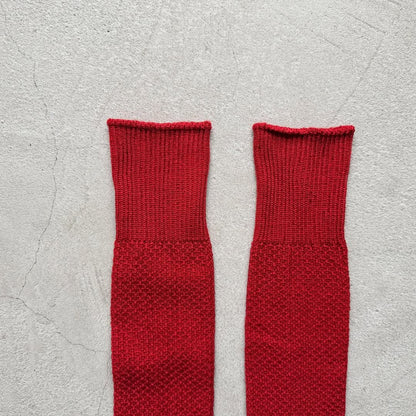 homspun コットンウールかのこ編みハイソックス　レッド