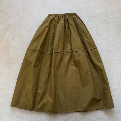 ゴーシュ  コットンポプリンギャザースカート　カーキ