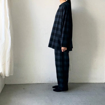 homspun ブロックチェックルームウェアセット　ネイビー×ブラック