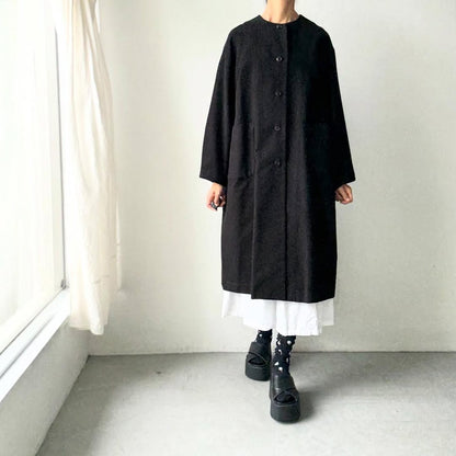 atelier d'antan Mauryノーカラーコットンコート