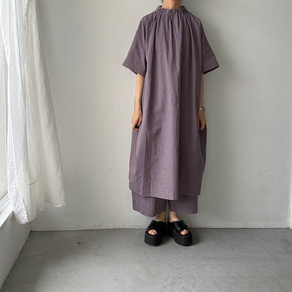 atelier d'antan Krallコットンリネンドレス