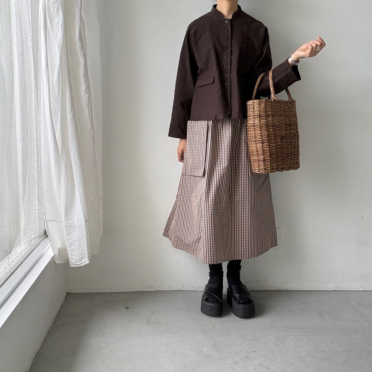 atelier d'antan Taineコットンジャケット　ダークブラウン