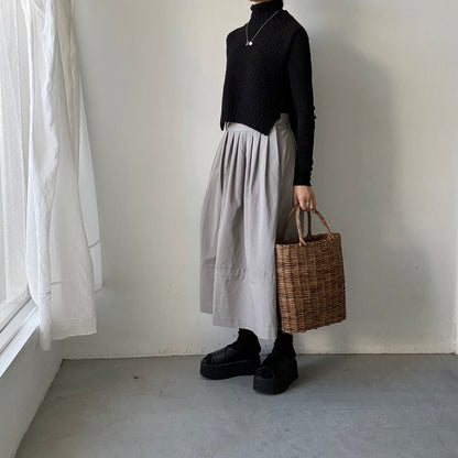 MAGALI オールドコットンラップ風スカート　グレー