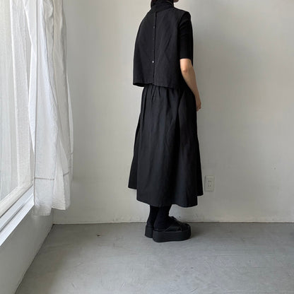 R&D.M.Co  コットンリネンシルクワッシャーサロンエプロン　ブラック