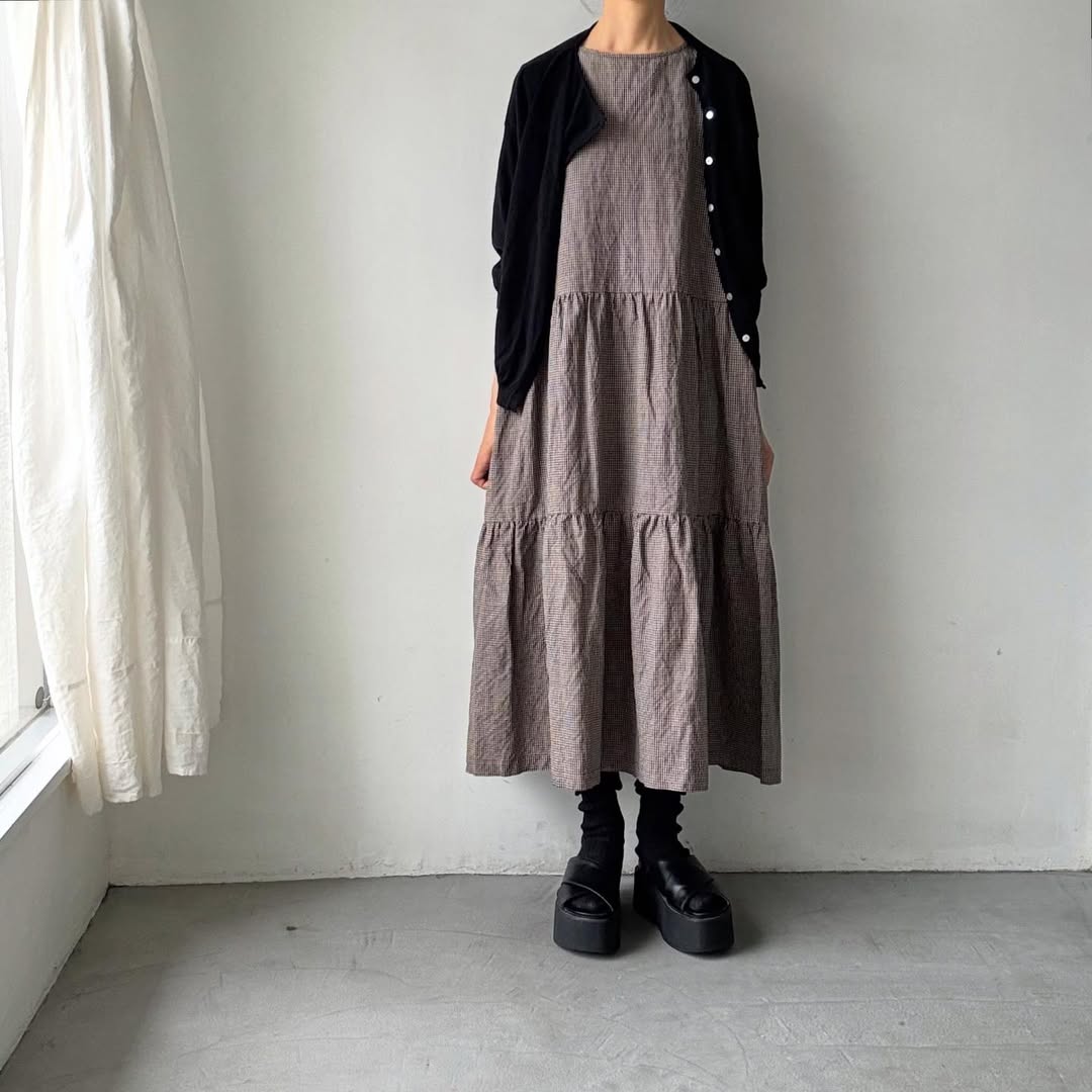 Linenya  ティアードワンピース　チェック