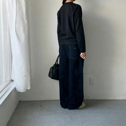 OLDMANS TAILOR OMTラバープリント長袖Tシャツ　ブラック