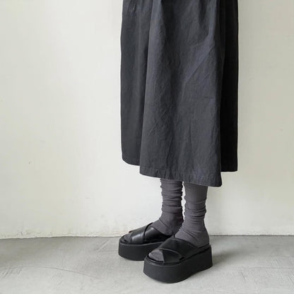 homspun シルケットコットンハイソックス　グレー