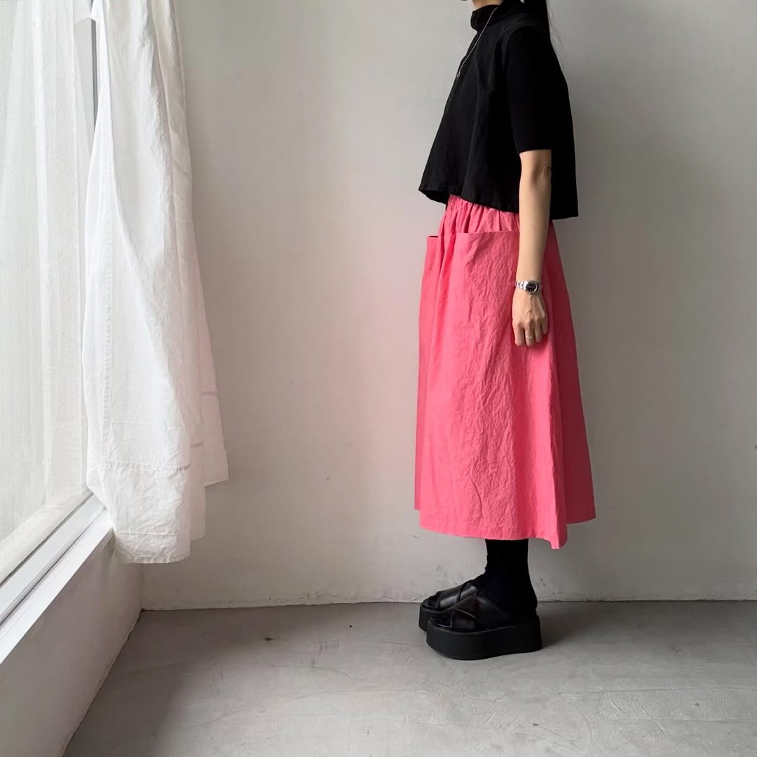 atelier naruse  ダウンプルーフコットンカットインポケットスカート　ローズピンク