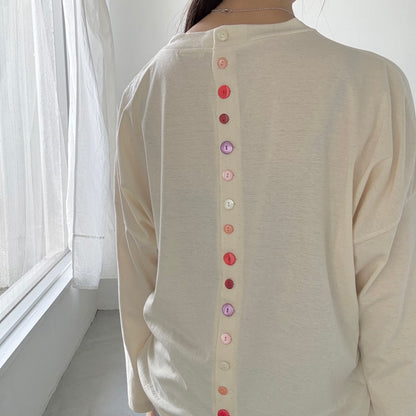 R&D.M.Co  ドロップキャンディボタンロングスリーブTシャツ　ナチュラル