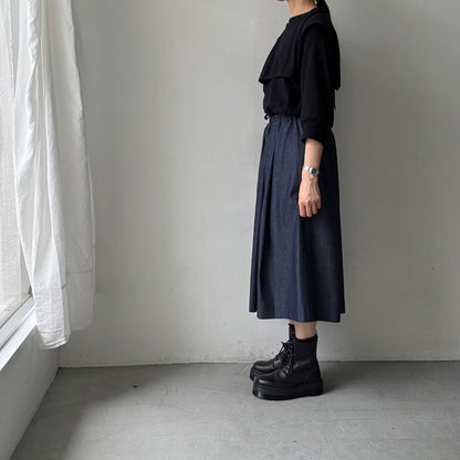 Linenya  デニムタックスカート　75センチ丈