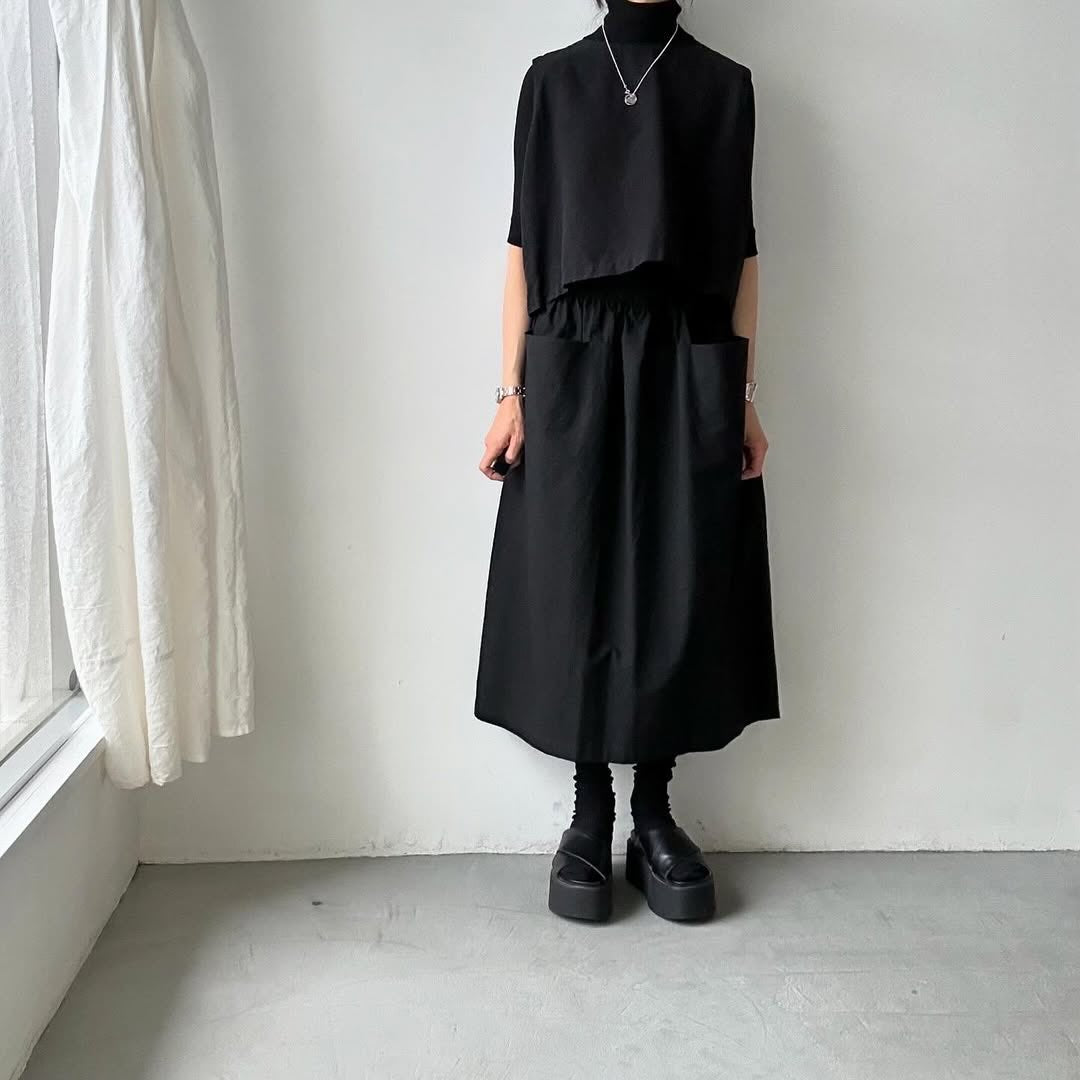atelier naruse  ダウンプルーフコットンカットインポケットスカート　ブラック