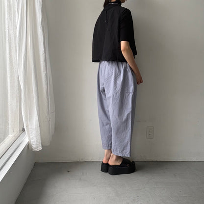 homspun パルキーシーチングギャザーパンツ　ブルーグレー