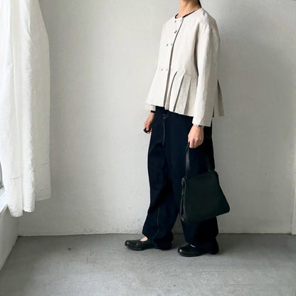 MAGALI ハイカウントコットンリネンダブルボタンジャケット　オートミール