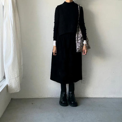 R&D.M.Co  ワイルドベリーリネンドローストリングバッグラージ　ブラック×フラックス