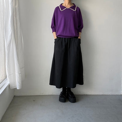 atelier naruse  コットンクロシェカラーニット　パープル