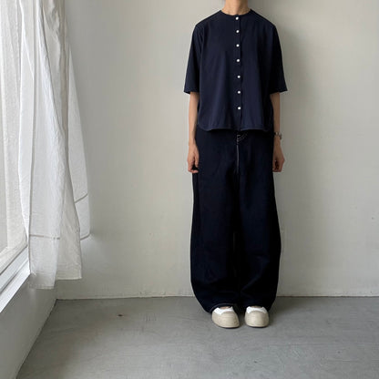 homspun 天竺5分袖カーディガン　ネイビー