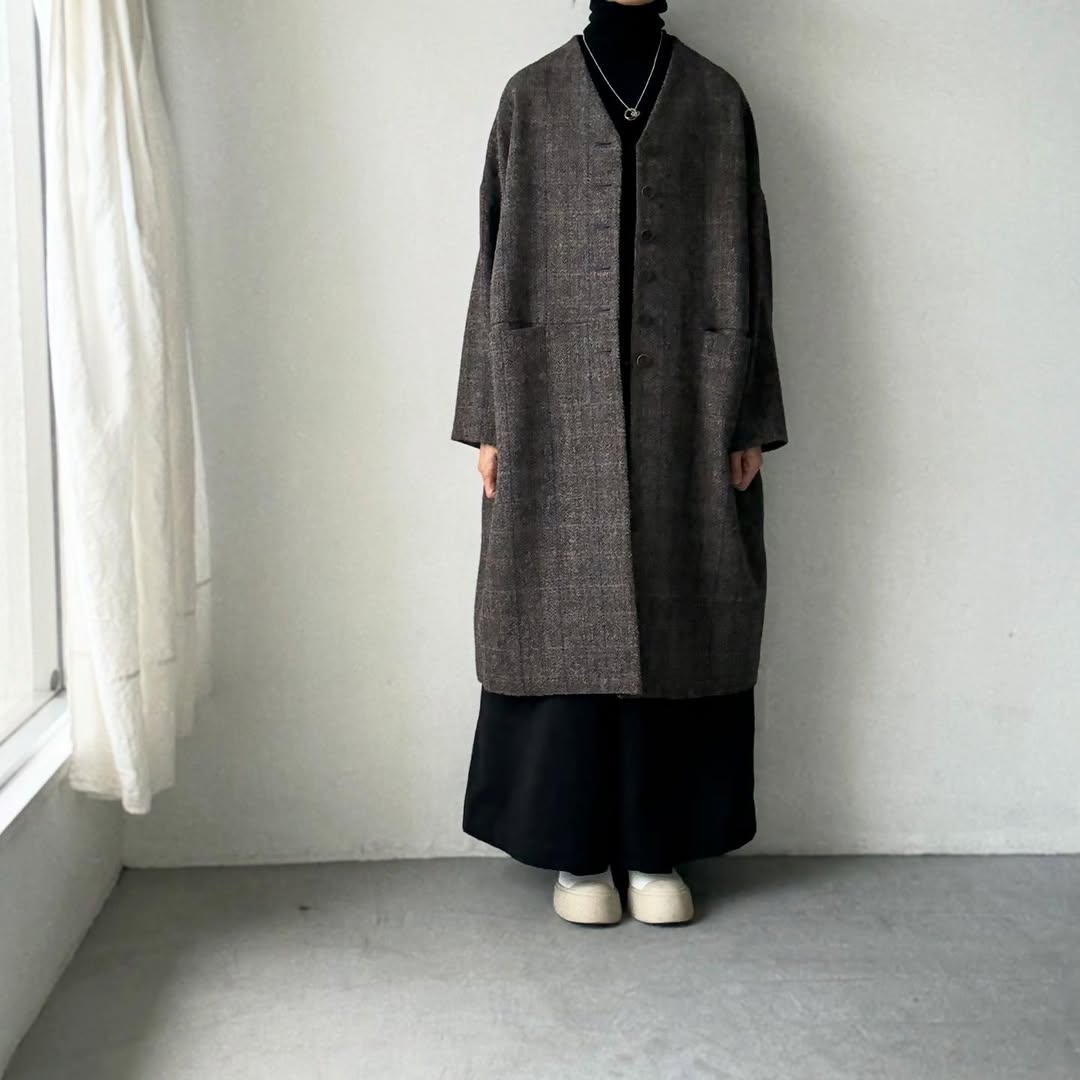 atelier naruse ハリスツイードウールコクーンコート