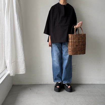 atelier d'antan Bouvetコットンプルオーバー　ブラック