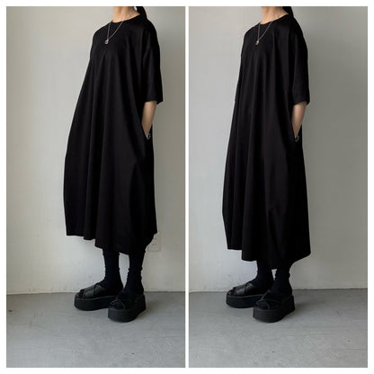 atelier naruse  コットンカットソーコクーンワンピース　ブラック