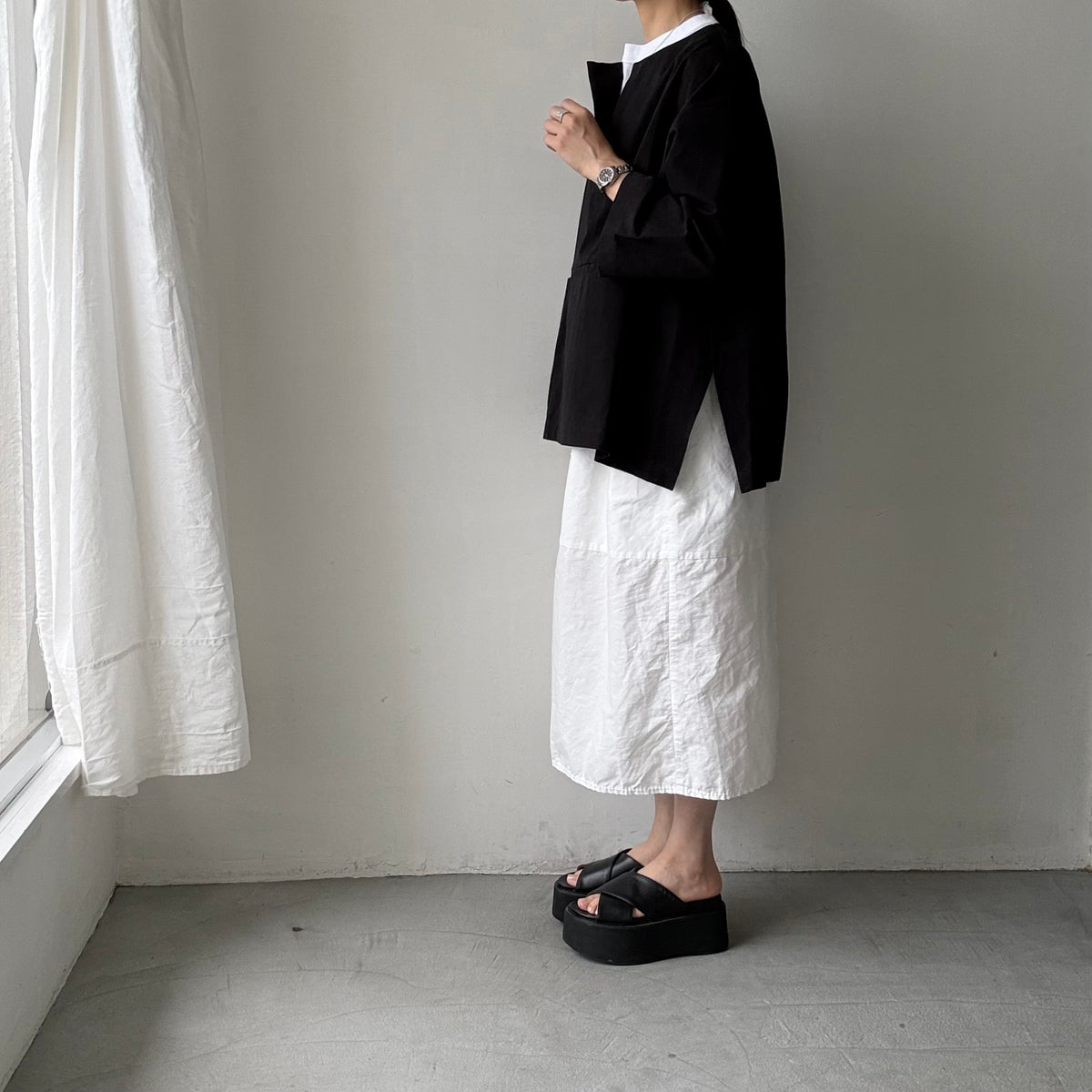 atelier d'antan Bouvetコットンプルオーバー　ブラック