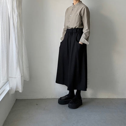 atelier naruse  オーガニックコットングレンチェックバンドカラーシャツ