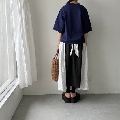 atelier d'antan  Bordet コットンジャージー５分袖プルオーバー　ダークブルー