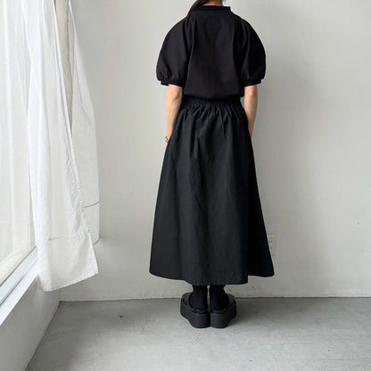 MAGALI コットン天竺ギャザースリーブカットソー　ブラック
