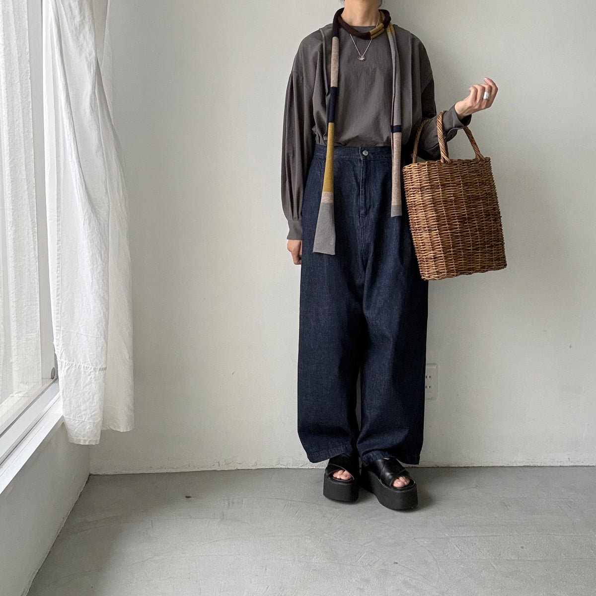atelier naruse  マルチボーダーニットスカーフ