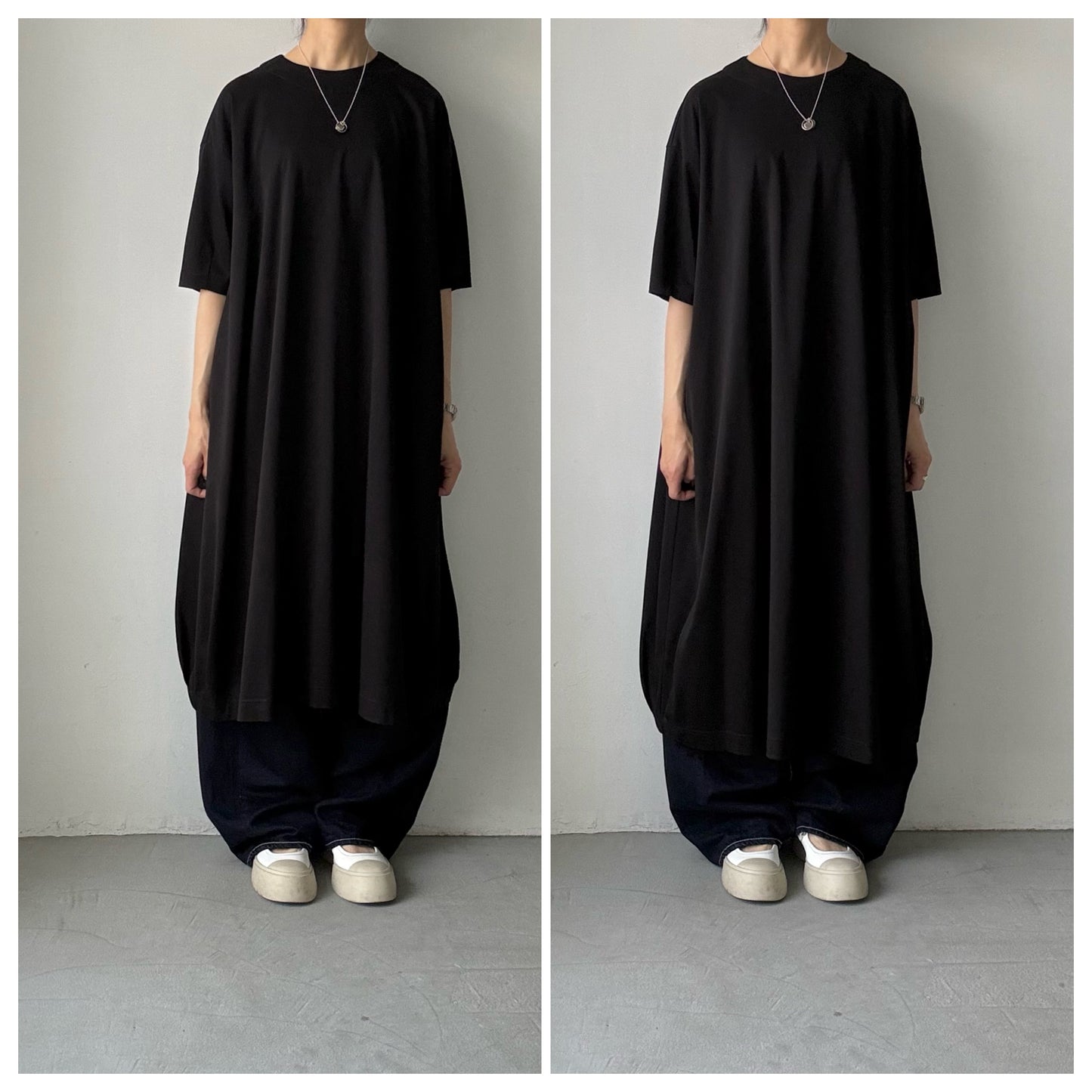 atelier naruse  コットンカットソーコクーンワンピース　ブラック