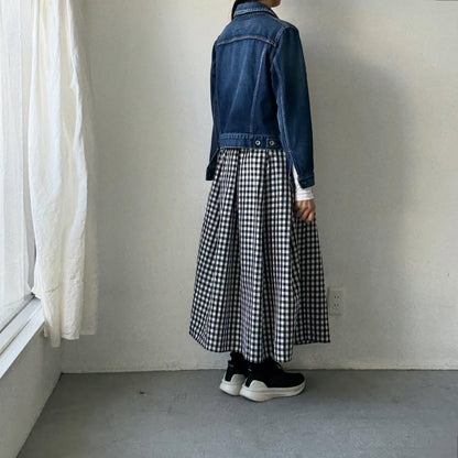 ayanoguchiaya　ギンガムチェックタックワイドスカート(blanc別注)