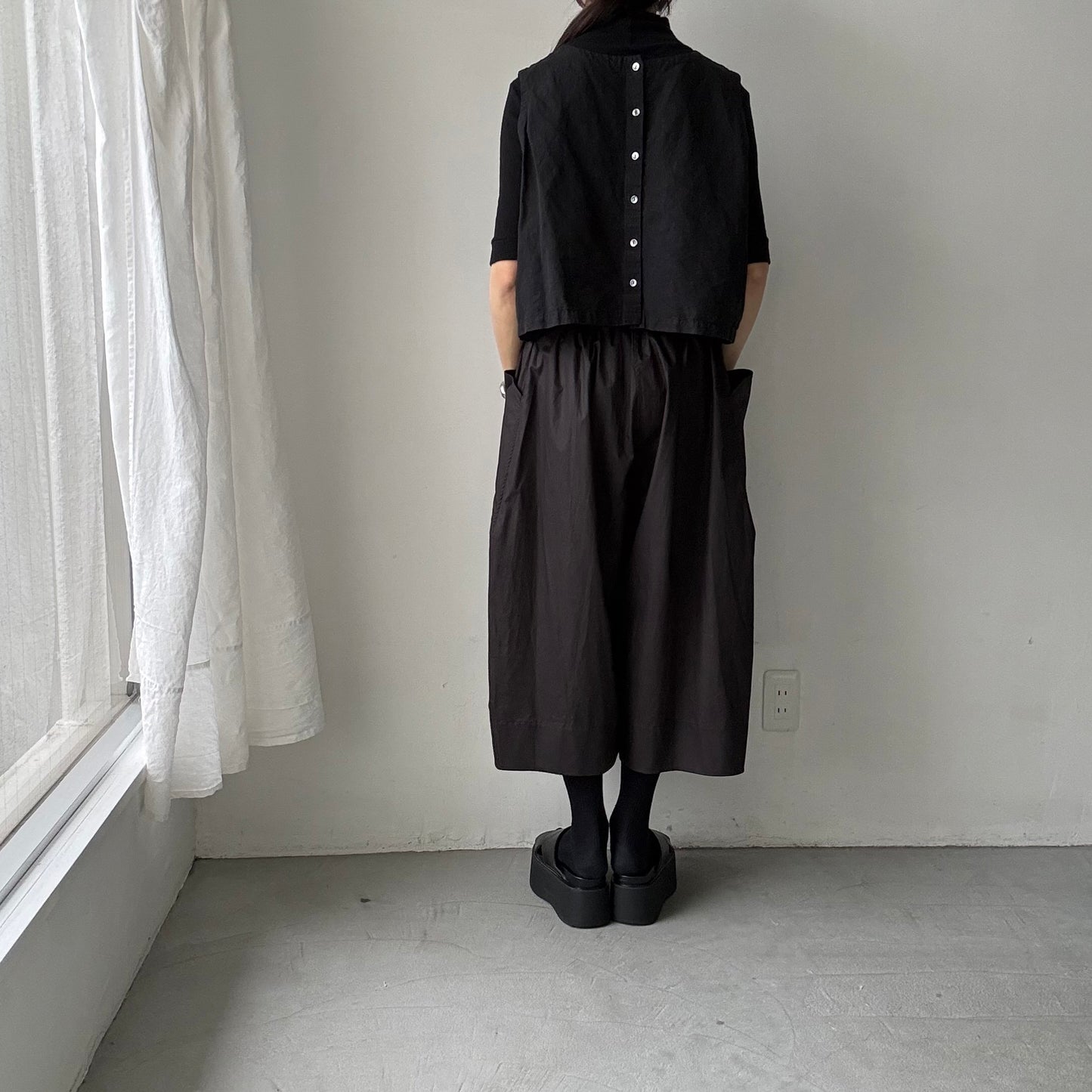 TENNE HANDCRAFTED MODERN ビッグポケットキュロット　ブラック