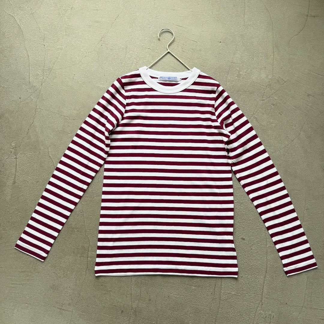 R&D.M.Co ガーゼボーダー長袖Tシャツ　プラム　Mサイズ