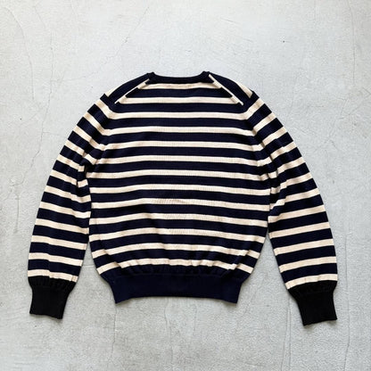 atelier naruse ウールコットンボーダーニット　ネイビー×ブラック