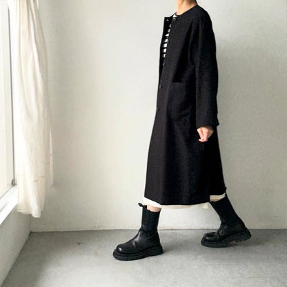 atelier d'antan Mauryノーカラーコットンコート