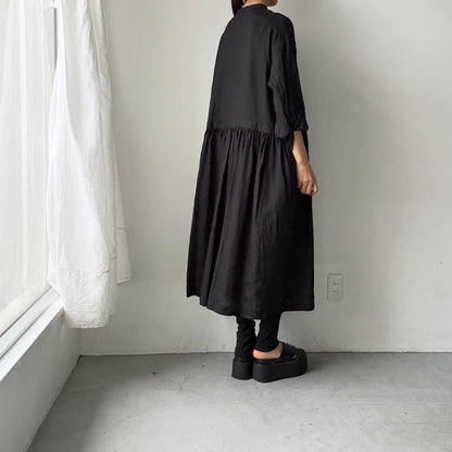 atelier naruse  リネンシャツワンピース　ブラック