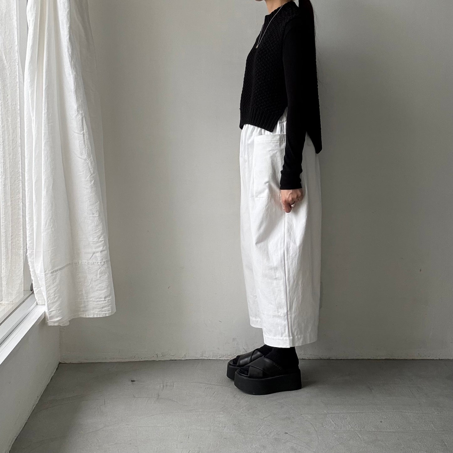 atelier d'antan Perriereコットンワイドパンツ　ホワイトsize 1