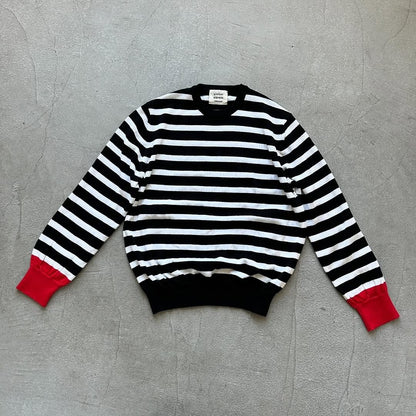 atelier naruse ウールコットンボーダーニット　ブラック×レッド