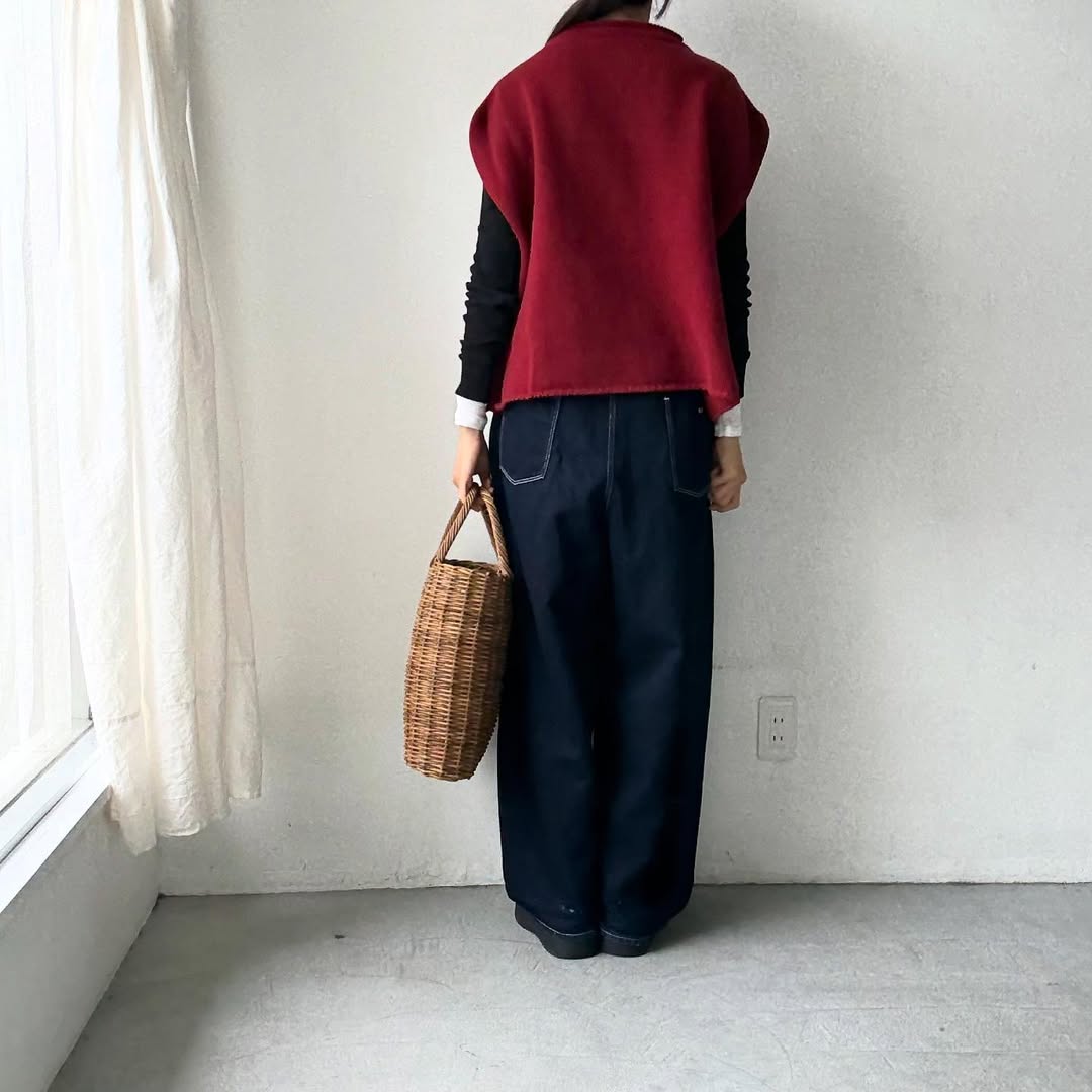 atelier d'antan Rude ウールニットベスト　ダークレッド