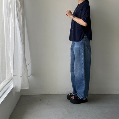 homspun 天竺5分袖カーディガン　ネイビー