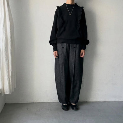 MAGALI コットンリネンデニムマリンパンツ