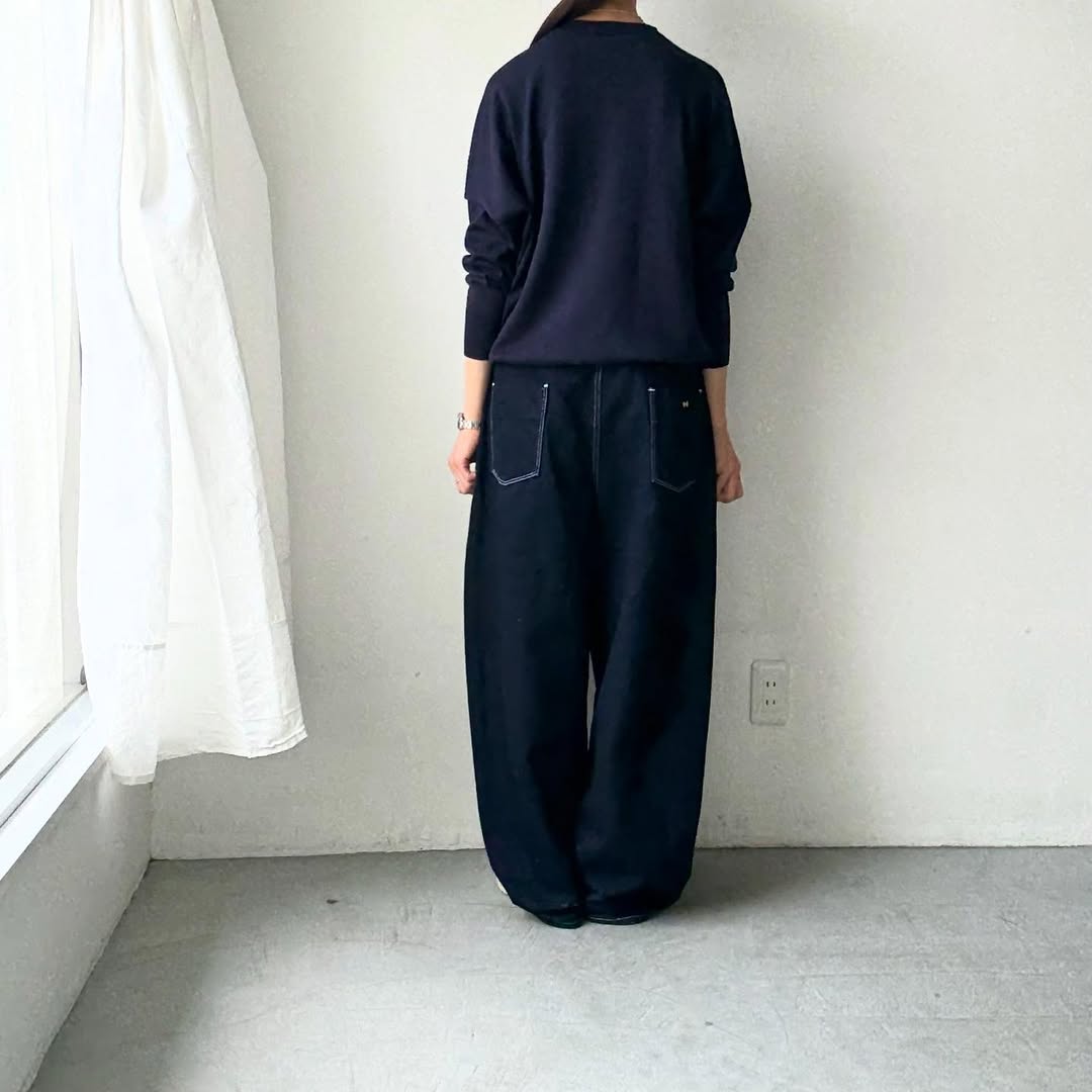 as it is   コットンオーバーニット　ネイビー