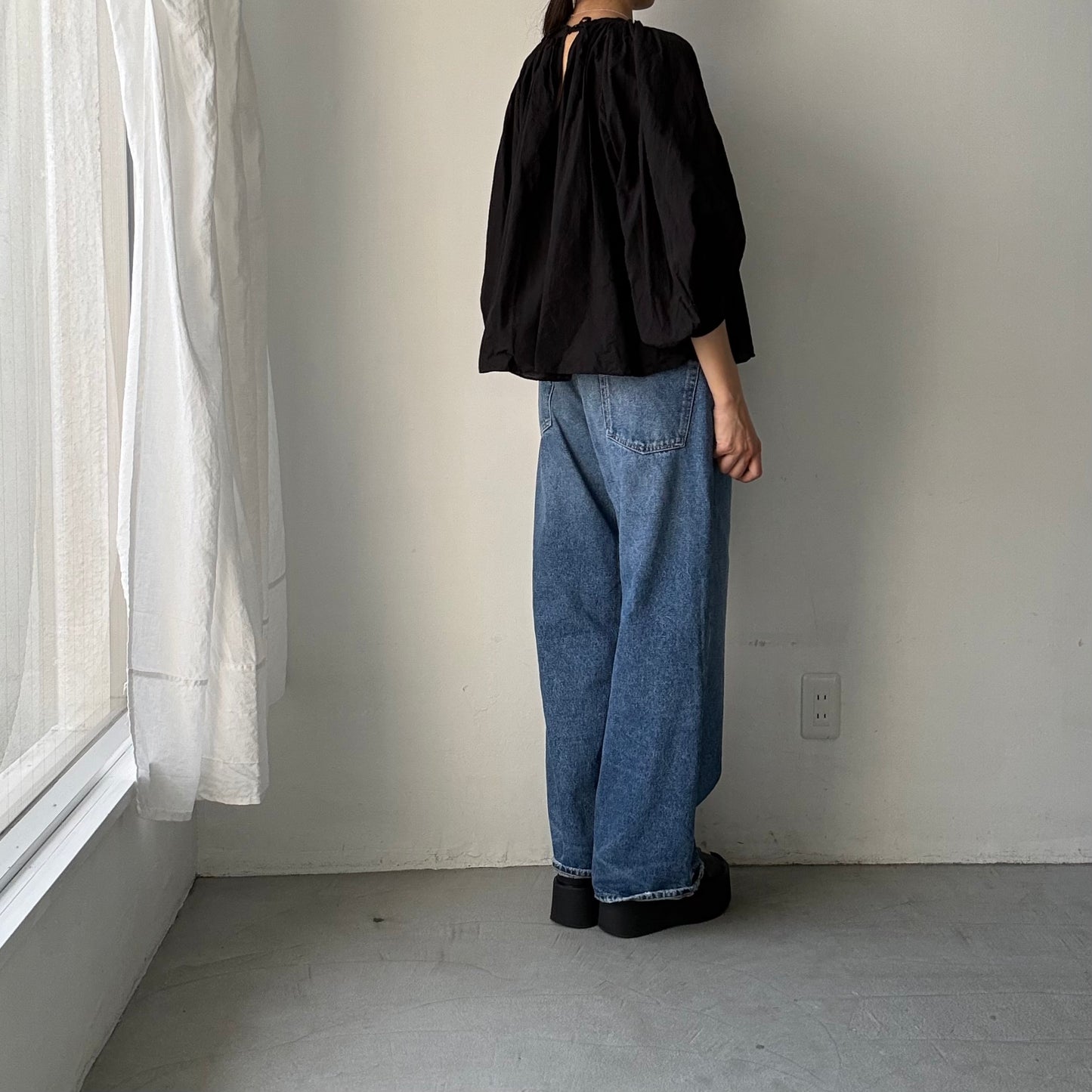 R&D.M.Co ガーメントダイカディギャザースモック　ブラック