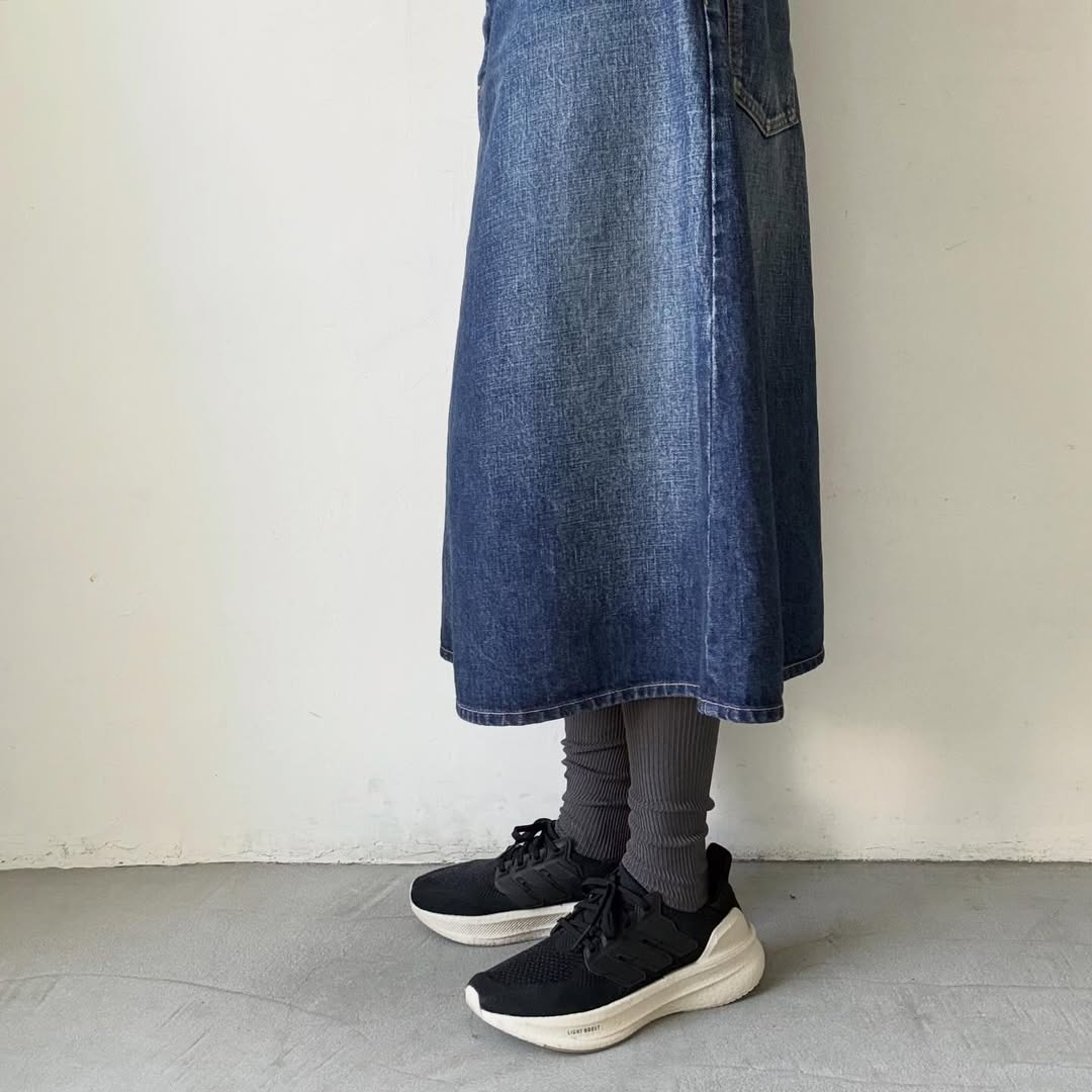 homspun シルケットコットンハイソックス　グレー