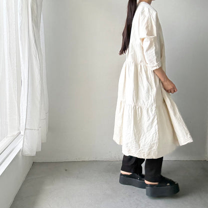 jujudhau デッドストックコットンティアードドレス　ナチュラル(ネップ)